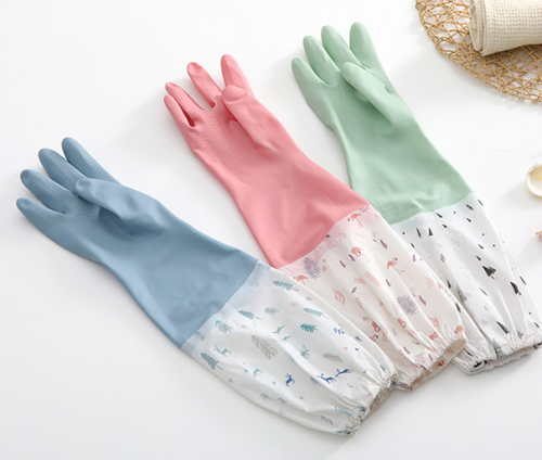 雅高 長(zhǎng)款洗碗手套3雙裝 家務(wù)清潔橡膠手套洗衣清潔手套